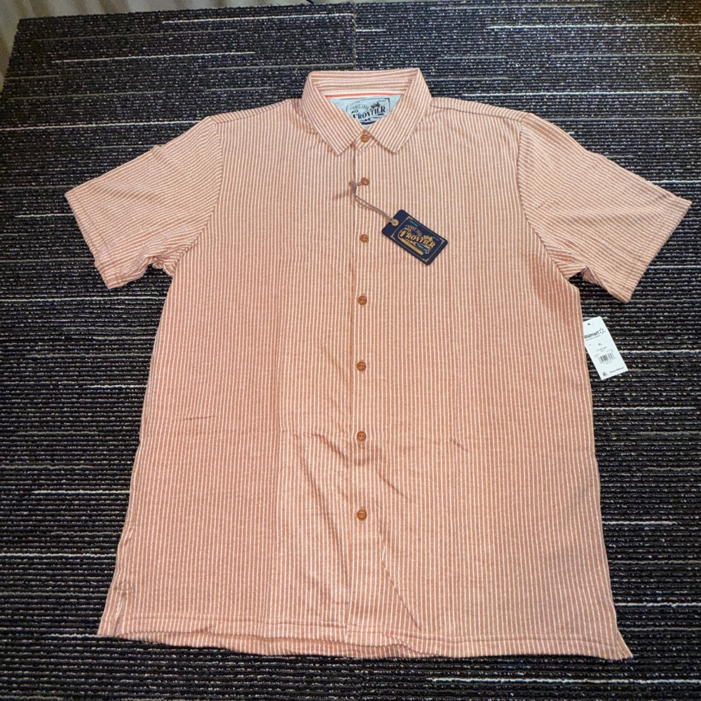 Frontier Threads Camp Shirt Men XL NEW Ginger White Striped S/S Button